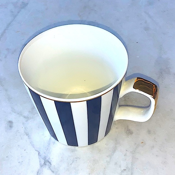 GRACES TEAWARE BLUE WHITE STRIPE COFFEE MUG CUP NEW PORCELAIN - Picture 5 of 7
